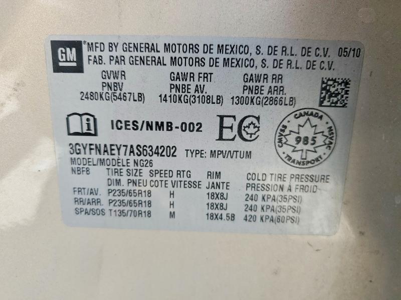 Продажа на аукционе авто 2010 Cadillac Srx, vin: 3GYFNAEY7AS634202, номер лота: 45947756