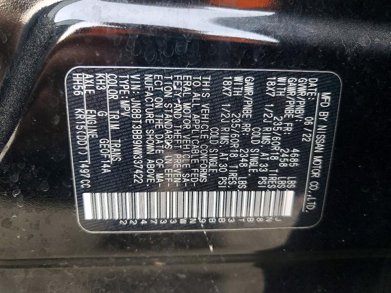 Aukcja sprzedaży 2022 Nissan Rogue, vin: JN8BT3BB9NW337422, numer aukcji: 47911356