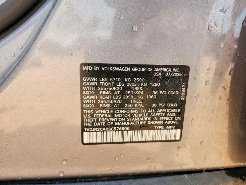2025 Volkswagen Atlas მანქანა იყიდება აუქციონზე, vin: 1V2JR2CA6SC576606, აუქციონის ნომერი: 47701376