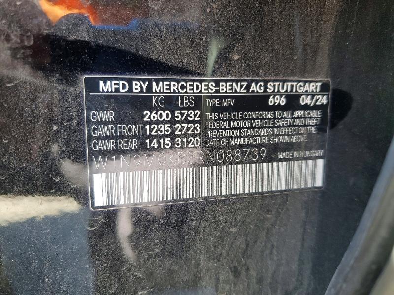 45676416 :رقم المزاد ، W1N9M0KB5RN088739 vin ، 2024 Mercedes-benz Eqb مزاد بيع