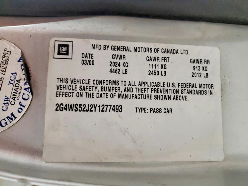 Aukcja sprzedaży 2000 Buick Century, vin: 2G4WS52J2Y1277493, numer aukcji: 45623606