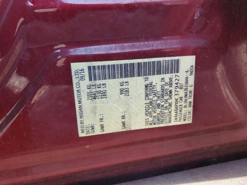 47456076 :رقم المزاد ، 1N4AA6APXHC379427 vin ، 2017 Nissan Maxima مزاد بيع