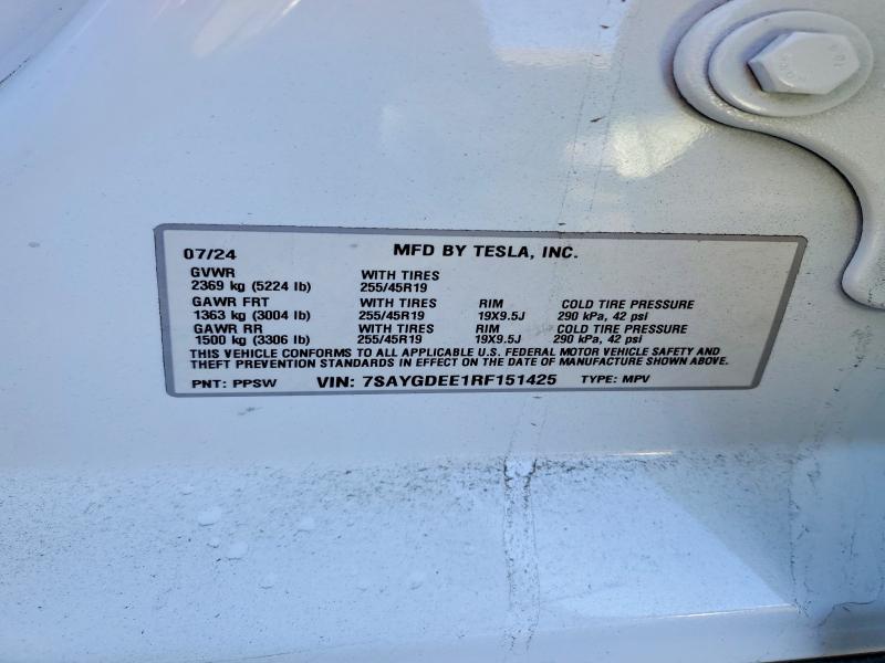 Продажа на аукционе авто 2024 Tesla Model Y, vin: 7SAYGDEE1RF151425, номер лота: 79486755