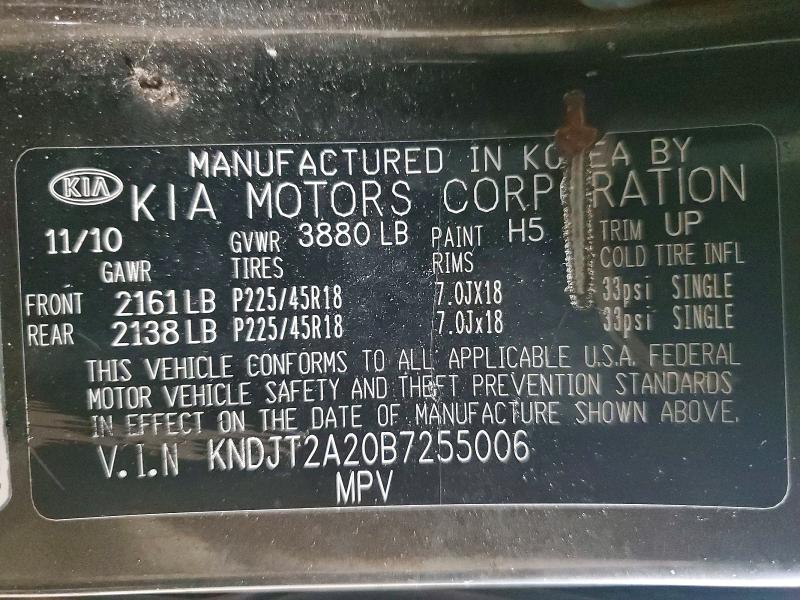 79668495 :رقم المزاد ، KNDJT2A20B7255006 vin ، 2011 Kia Soul مزاد بيع