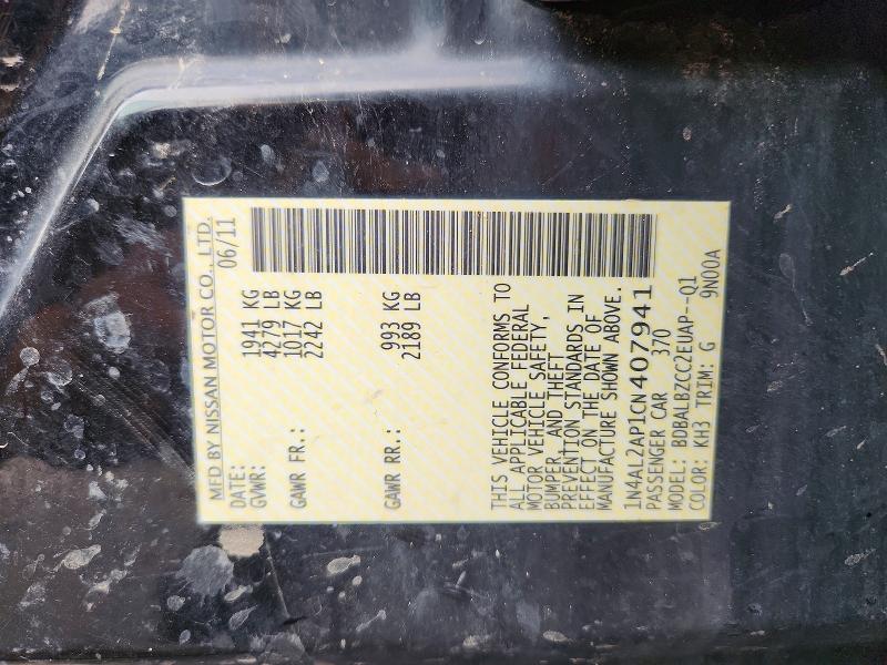 2012 Nissan Altima მანქანა იყიდება აუქციონზე, vin: 1N4AL2AP1CN407941, აუქციონის ნომერი: 47181746