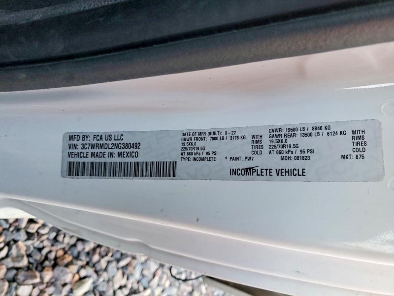 68682966 :رقم المزاد ، 3C7WRMDL2NG380492 vin ، 2022 Ram 5500 مزاد بيع