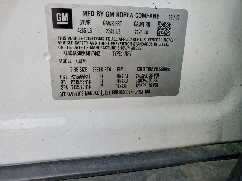 Продажа на аукционе авто 2019 Buick Encore, vin: KL4CJASB6KB817442, номер лота: 77782835