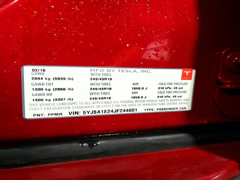 48103696 :رقم المزاد ، 5YJSA1E24JF244601 vin ، 2018 Tesla Model S مزاد بيع