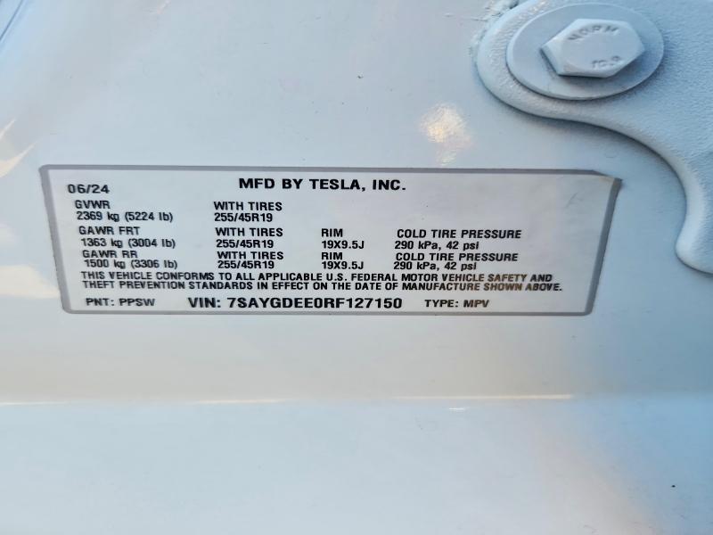 Aukcja sprzedaży 2024 Tesla Model Y, vin: 7SAYGDEE0RF127150, numer aukcji: 47407306