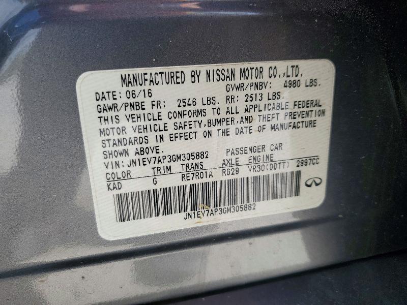 48241026 :رقم المزاد ، JN1EV7AP3GM305882 vin ، 2016 Infiniti Q50 مزاد بيع