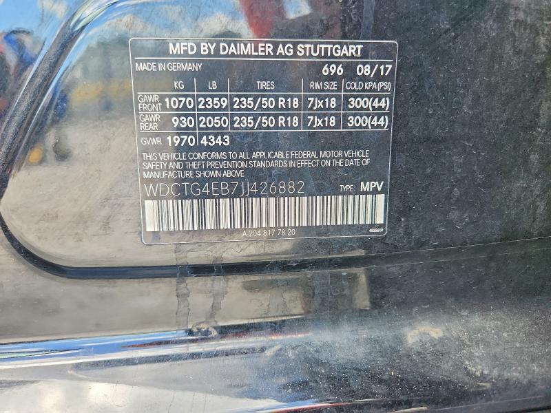 47664576 :رقم المزاد ، WDCTG4EB7JJ426882 vin ، 2018 Mercedes-benz Gla مزاد بيع