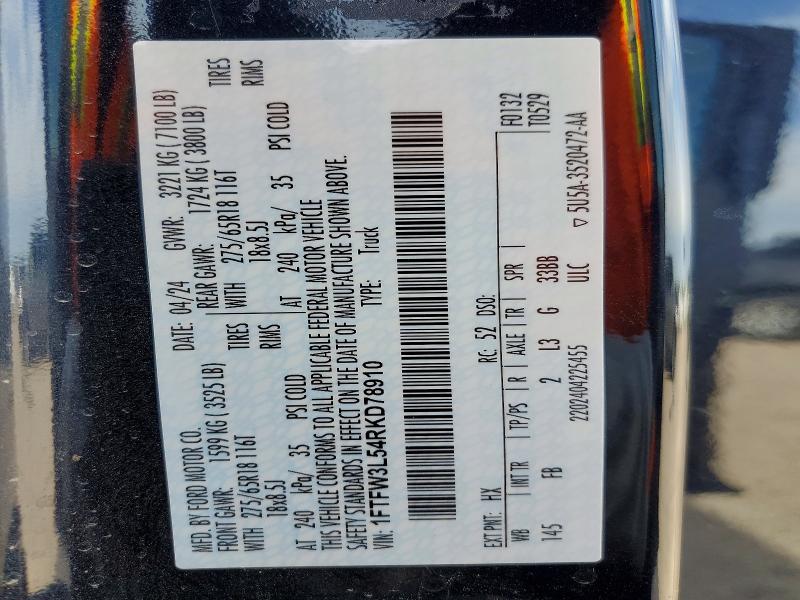 Продажа на аукционе авто 2024 Ford F150, vin: 1FTFW3L54RKD78910, номер лота: 46284236