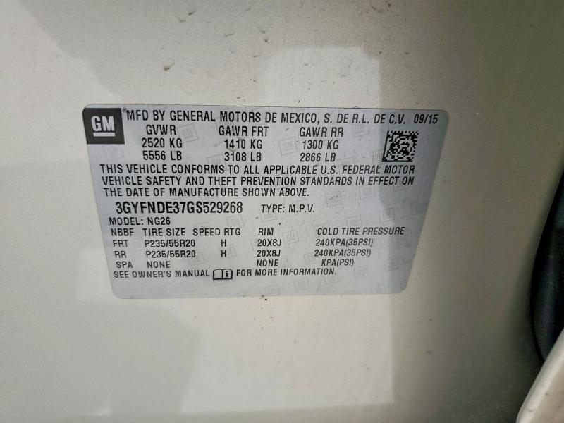 47414316 :رقم المزاد ، 3GYFNDE37GS529268 vin ، 2016 Cadillac Srx مزاد بيع