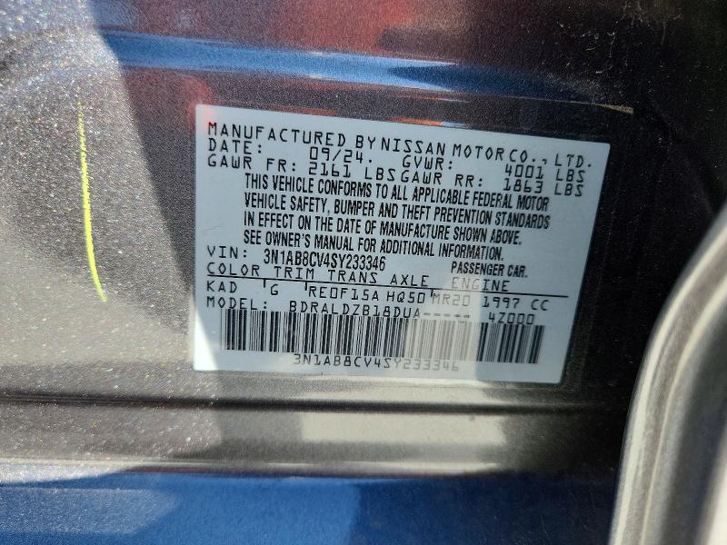 2025 Nissan Sentra მანქანა იყიდება აუქციონზე, vin: 3N1AB8CV4SY233346, აუქციონის ნომერი: 47048046