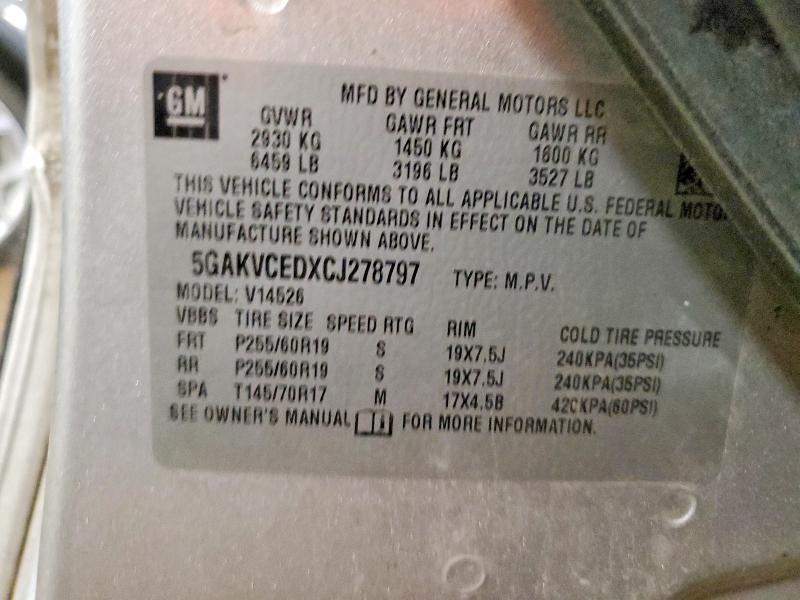 2012 Buick Enclave მანქანა იყიდება აუქციონზე, vin: 5GAKVCEDXCJ278797, აუქციონის ნომერი: 46523646