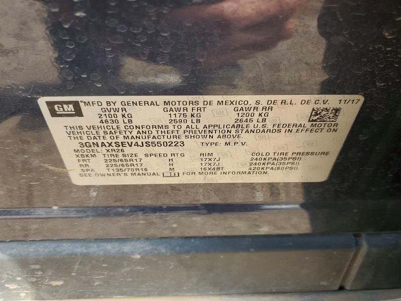 47502336 :رقم المزاد ، 3GNAXSEV4JS550223 vin ، 2018 Chevrolet Equinox مزاد بيع