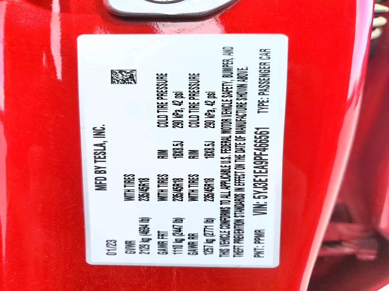 2023 Tesla Model 3 მანქანა იყიდება აუქციონზე, vin: 5YJ3E1EA9PF466561, აუქციონის ნომერი: 47371676