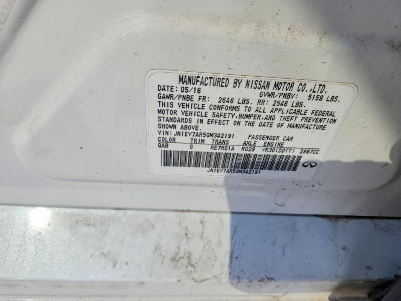 Aukcja sprzedaży 2016 Infiniti Q50, vin: JN1EV7AR5GM342191, numer aukcji: 47998646
