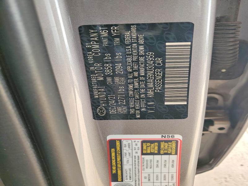 48300886 :رقم المزاد ، KMHLM4AG9NU304959 vin ، 2022 Hyundai Elantra مزاد بيع