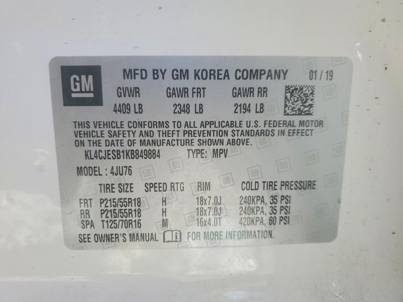 Aukcja sprzedaży 2019 Buick Encore, vin: KL4CJESB1KB849884, numer aukcji: 47746416
