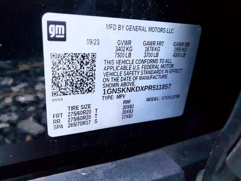 2023 Chevrolet Tahoe მანქანა იყიდება აუქციონზე, vin: 1GNSKNKDXPR511857, აუქციონის ნომერი: 46234246