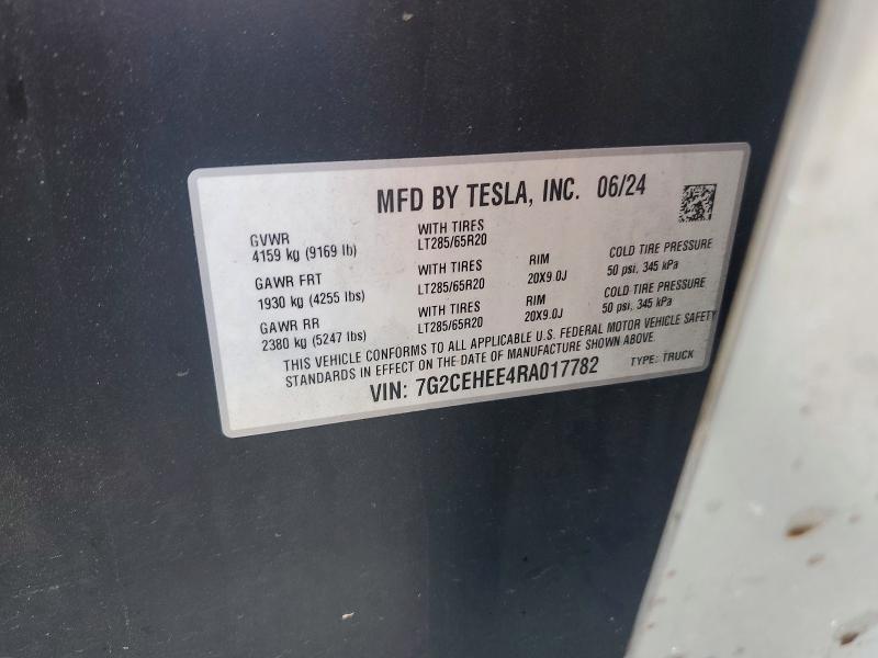 48297196 :رقم المزاد ، 7G2CEHEE4RA017782 vin ، 2024 Tesla Cybertruck مزاد بيع