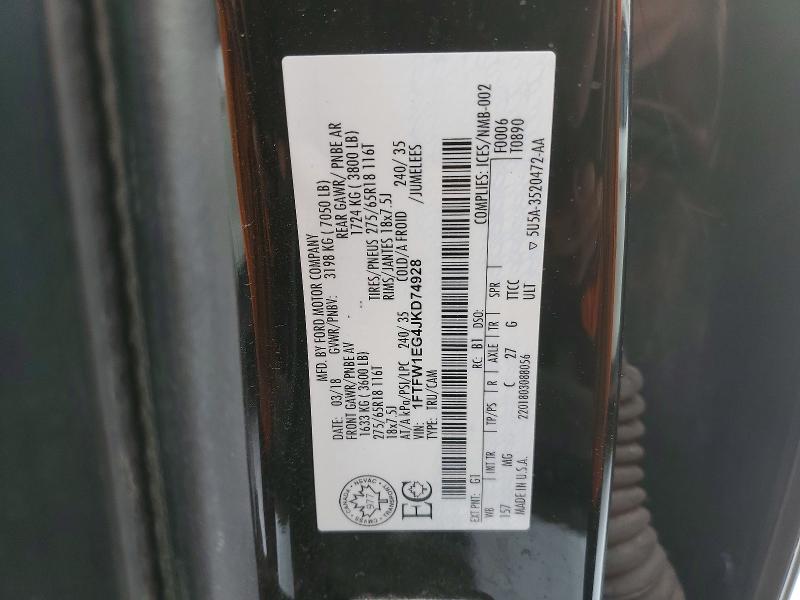78407205 :رقم المزاد ، 1FTFW1EG4JKD74928 vin ، 2018 Ford F150 مزاد بيع