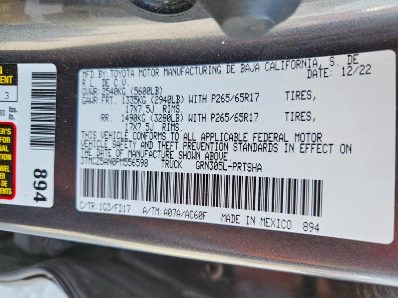 Aukcja sprzedaży 2023 Toyota Tacoma, vin: 3TMCZ5AN0PM556598, numer aukcji: 47600316
