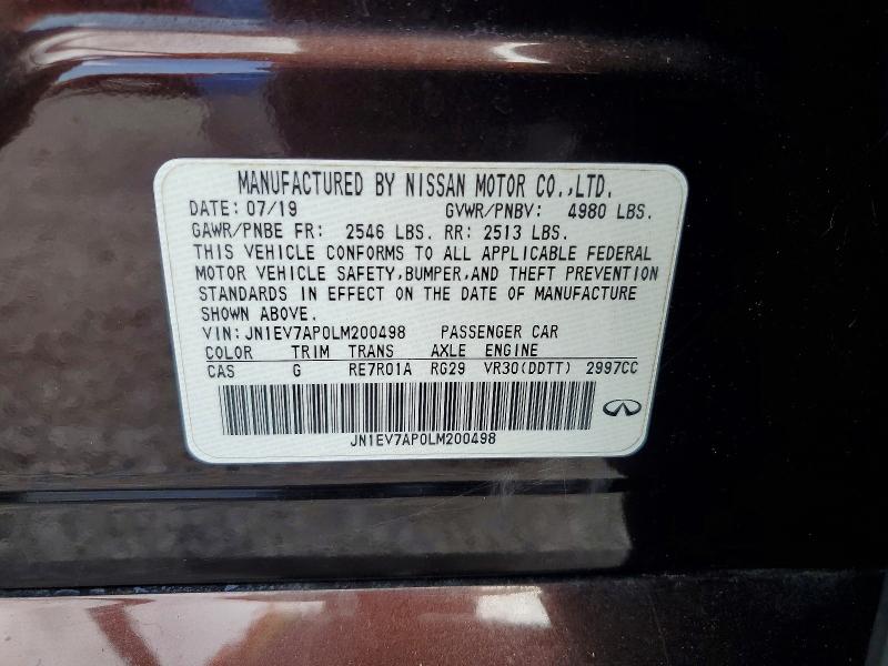 Продаж на аукціоні авто 2020 Infiniti Q50, vin: JN1EV7AP0LM200498, номер лоту: 47142456