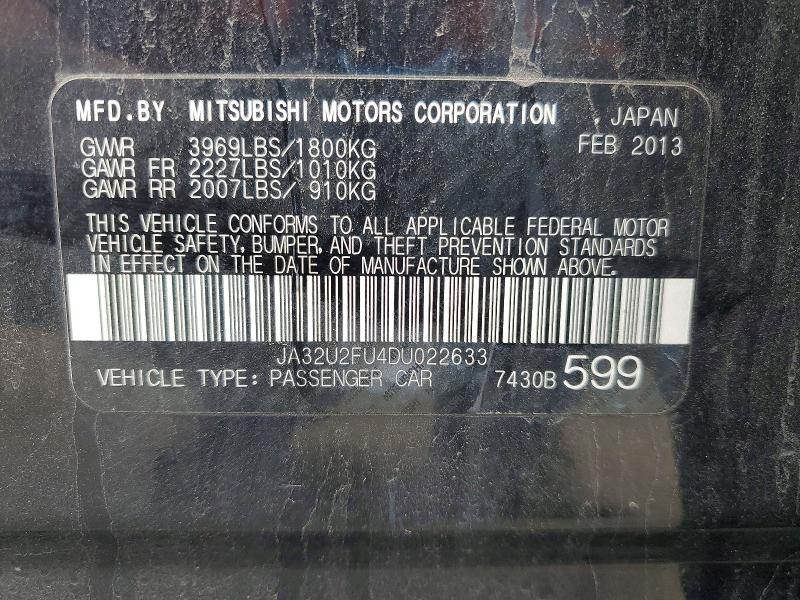 Продаж на аукціоні авто 2013 Mitsubishi Lancer, vin: JA32U2FU4DU022633, номер лоту: 41801616
