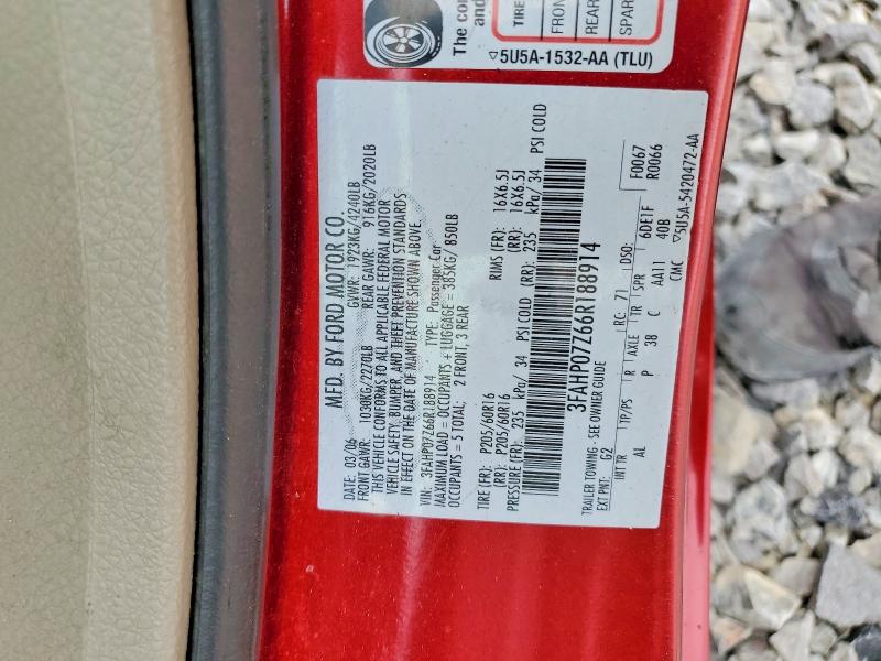 Aukcja sprzedaży 2006 Ford Fusion, vin: 3FAHP07Z66R188914, numer aukcji: 48103986