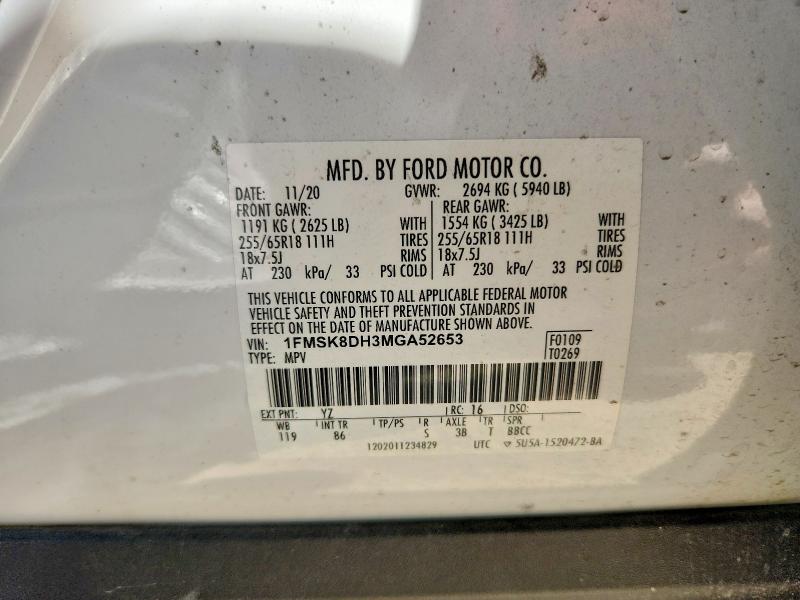 Продажа на аукционе авто 2021 Ford Explorer, vin: 1FMSK8DH3MGA52653, номер лота: 47303336