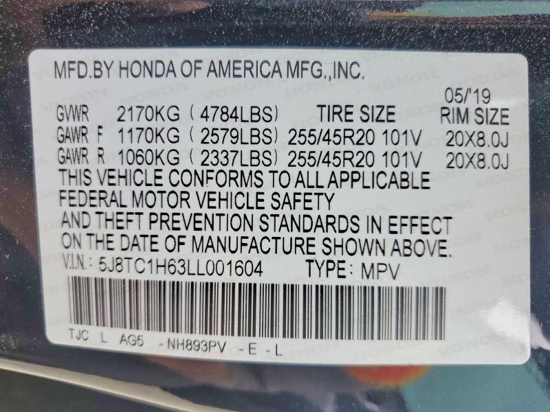 Продажа на аукционе авто 2020 Acura Rdx, vin: 5J8TC1H63LL001604, номер лота: 47632476