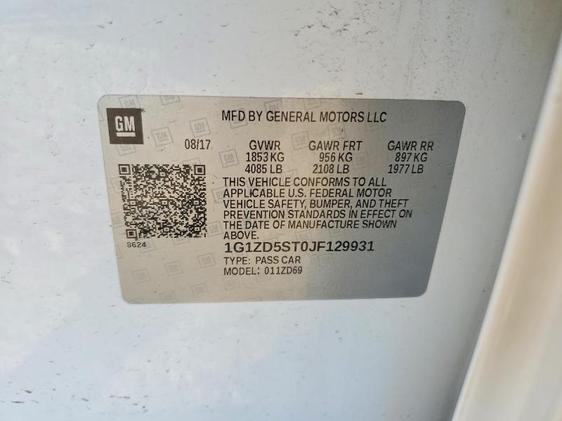 Aukcja sprzedaży 2018 Chevrolet Malibu, vin: 1G1ZD5ST0JF129931, numer aukcji: 47363546