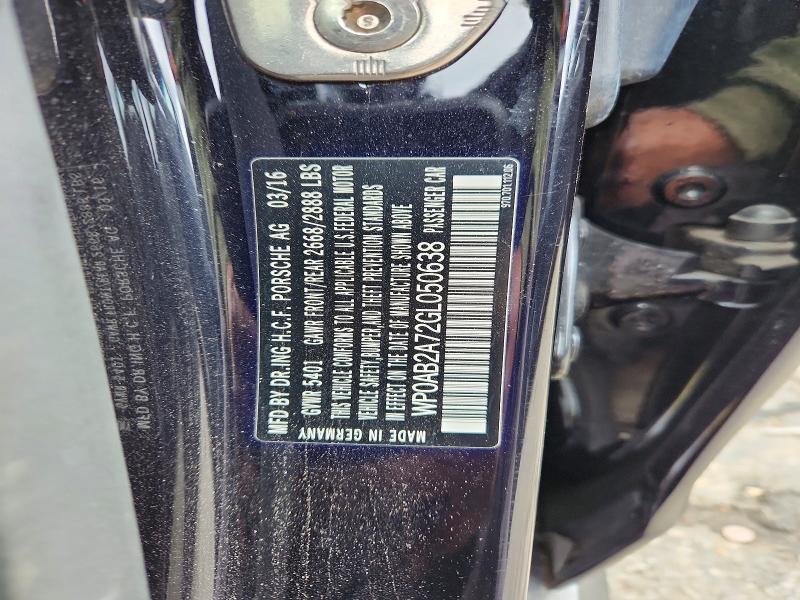 Продаж на аукціоні авто 2016 Porsche Panamera, vin: WP0AB2A72GL050638, номер лоту: 45729106