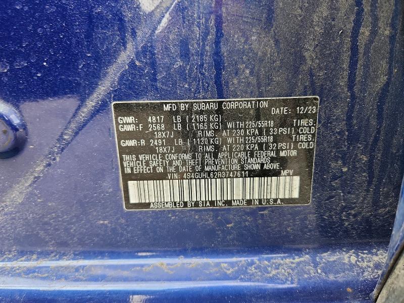 Aukcja sprzedaży 2024 Subaru Crosstrek, vin: 4S4GUHL62R3747611, numer aukcji: 47980646