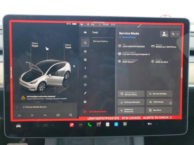2023 Tesla Model Y მანქანა იყიდება აუქციონზე, vin: LRWYGDFD7PC931312, აუქციონის ნომერი: 47237326