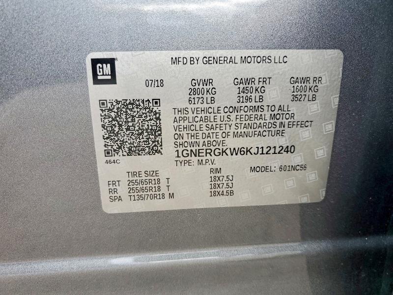 47411236 :رقم المزاد ، 1GNERGKW6KJ121240 vin ، 2019 Chevrolet Traverse مزاد بيع