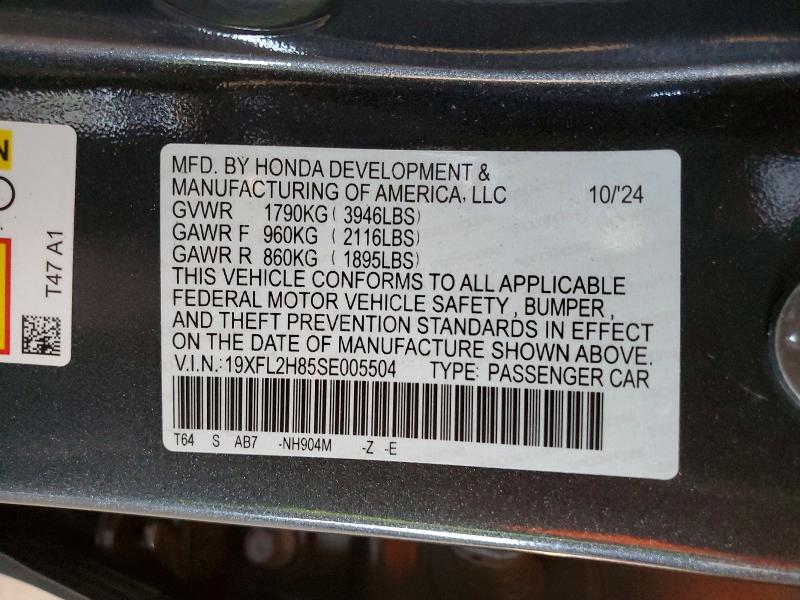 Aukcja sprzedaży 2025 Honda Civic, vin: 19XFL2H85SE005504, numer aukcji: 45941146