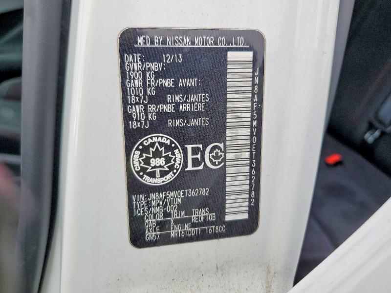 41806816 :رقم المزاد ، JN8AF5MV0ET362782 vin ، 2014 Nissan Juke مزاد بيع