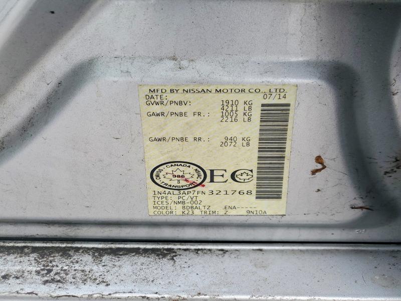 45993076 :رقم المزاد ، 1N4AL3AP7FN321768 vin ، 2015 Nissan Altima مزاد بيع