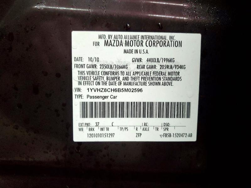 Aukcja sprzedaży 2011 Mazda 6, vin: 1YVHZ8CH6B5M02596, numer aukcji: 45938376