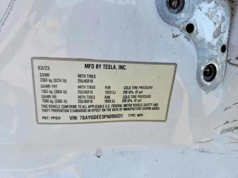2023 Tesla Model Y მანქანა იყიდება აუქციონზე, vin: 7SAYGDEE3PA095031, აუქციონის ნომერი: 46633316