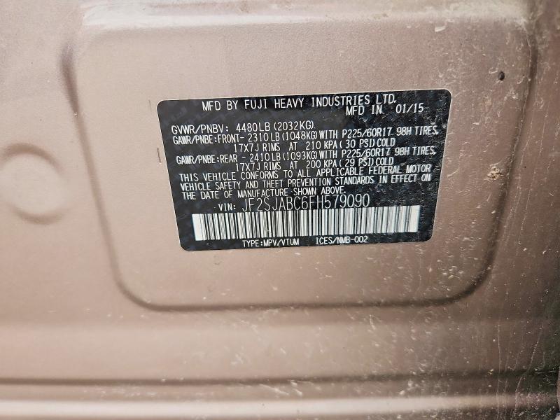 2015 Subaru Forester მანქანა იყიდება აუქციონზე, vin: JF2SJABC6FH579090, აუქციონის ნომერი: 47004026