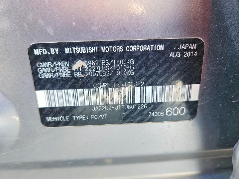47997526 :رقم المزاد ، JA32U2FU1FU601226 vin ، 2015 Mitsubishi Lancer مزاد بيع