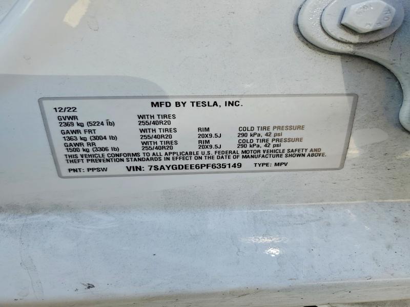 Продаж на аукціоні авто 2023 Tesla Model Y, vin: 7SAYGDEE6PF635149, номер лоту: 47290256