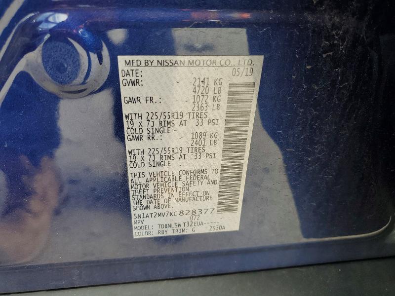 Aukcja sprzedaży 2019 Nissan Rogue, vin: 5N1AT2MV7KC828377, numer aukcji: 47711446