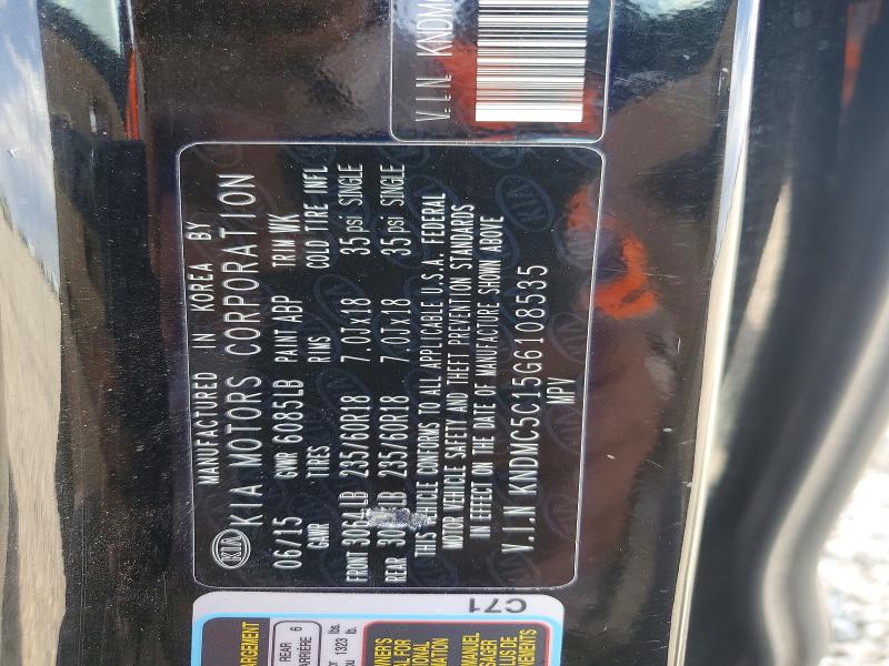Aukcja sprzedaży 2016 Kia Sedona, vin: KNDMC5C15G6108535, numer aukcji: 48126056