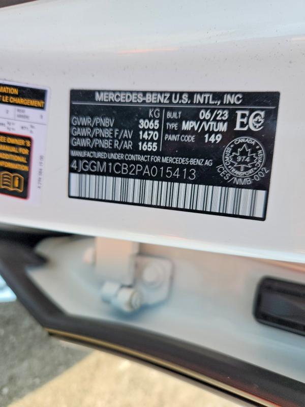 2023 Mercedes-benz Eqe Suv მანქანა იყიდება აუქციონზე, vin: 4JGGM1CB2PA015413, აუქციონის ნომერი: 47268296