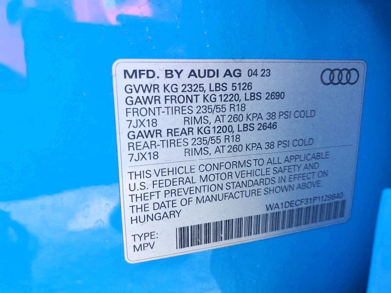 Aukcja sprzedaży 2023 Audi Q3, vin: WA1DECF31P1129840, numer aukcji: 45845746